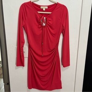 Michael Kors Vibrant Red Long Sleeve Dress